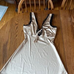 Golden satin laced trim mini dress from Windsor